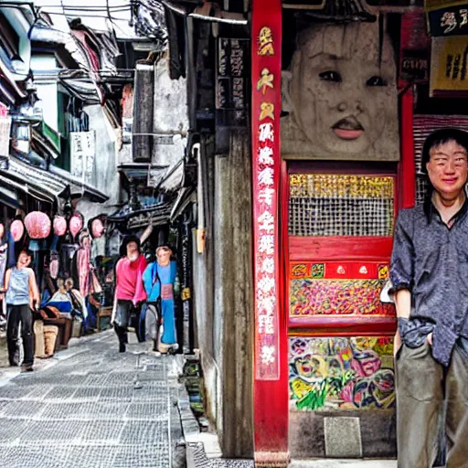 Prompt: portrait in jiufen taiwan digital art