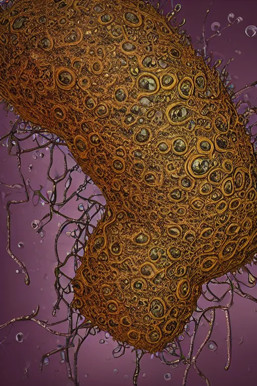 Prompt: ultra detailed digital art of an internal lymphocyte virion rawandrendered synaptic transmission embryonic beholder slime mold shoggoth by kumpan alexandr, sharp details, iridescent # imaginativerealism