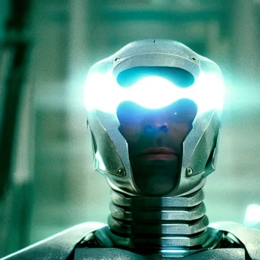 Image similar to movie still of cyborg with sun head, cinematic composition, cinematic light, criterion collection, by edgar wright