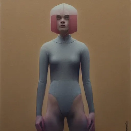 Prompt: a striking hyper real painting of Elle Fanning with cybernetics by Quint Buchholz