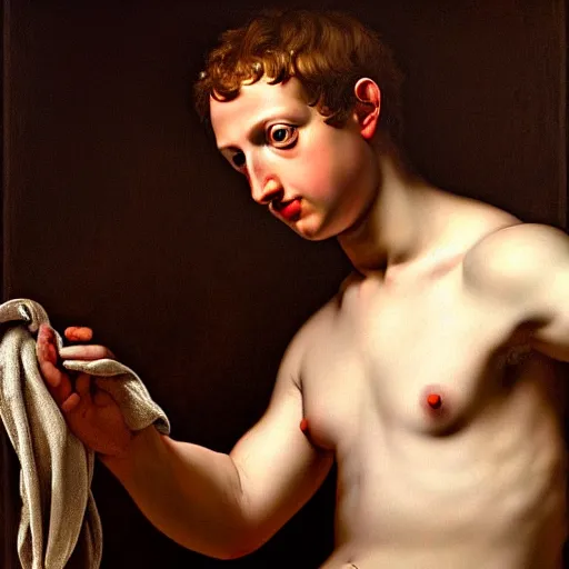 Prompt: Mark Zuckerberg as a Roman Slave, cleaning a toilet, baroque painting, beautiful detailed intricate insanely detailed 8K artistic photography, photorealistic, chiaroscuro, Raphael, Caravaggio