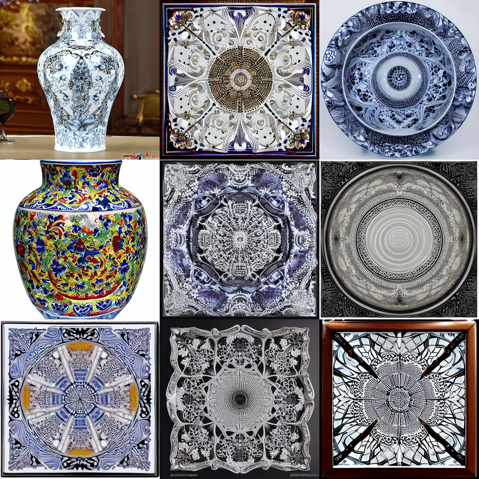 Prompt: porcelain ceramic glass optical illusion intricate detailed beautiful elaborate hi res 4 k