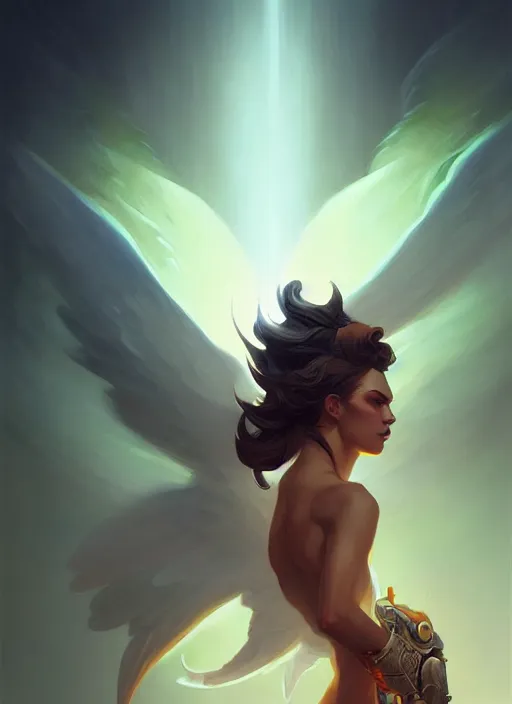 Prompt: cameron diazas an angel, backround dark, highly detailed, digital illustration, trending in artstation, modern painting, smooth, sharp focus, intricate, by peter mohrbacher