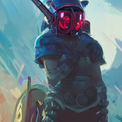 Image similar to cyberpunk viking helmet mask warrior goddess robot ninja fantasy, art gta 5 cover, official fanart behance hd artstation by jesper ejsing, by rhads, makoto shinkai and lois van baarle, ilya kuvshinov, ossdraws