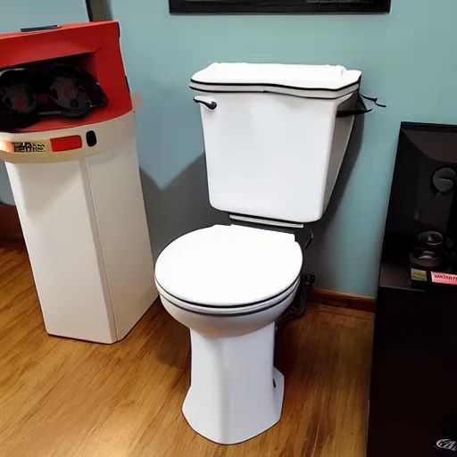 Prompt: combination of gaming chair and toilet