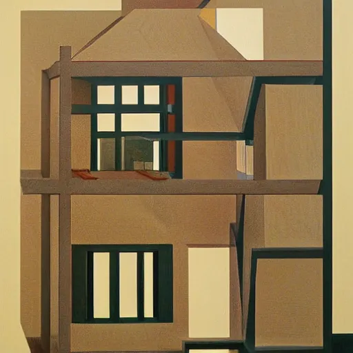 Prompt: a penrose house by Maurits Cornelis Escher, painting