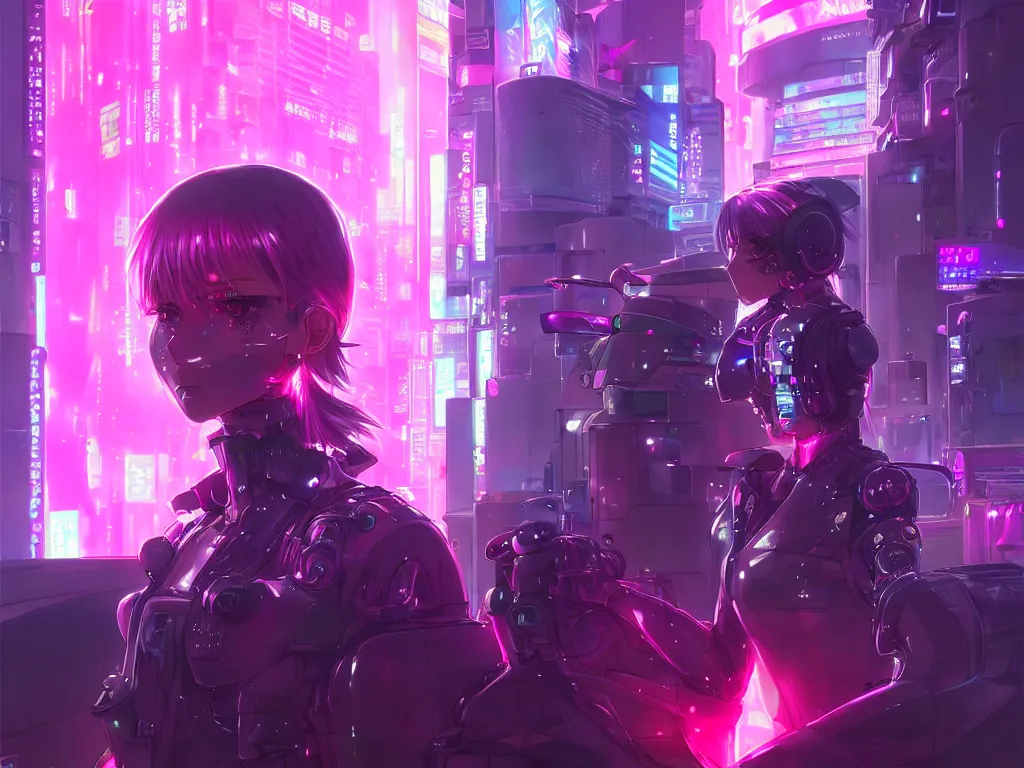 Prompt: portrait anime visual futuristic female cyber police, on cyberpunk neon light tokyo rooftop, ssci - fi and fantasy and pink mist, intricate and very beautiful, human structure, concept art, sharp focus, anime byrossdraws and liya nikorov and simon stalenhag and magali villeneuve and luxearte, frostine engine