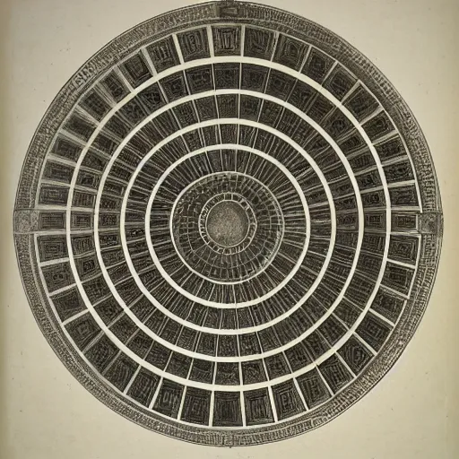Prompt: Roof plan of the Pantheon, Rome, circa 1750, by Piranesi