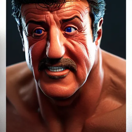 Prompt: stallone as happy potatoe, by ilya kuvshinov, rtx rendering, octane render 1 2 8 k, maya, extreme high intricate details by tom bagshaw, medium shot, close up shot, composition by sana takeda, lighting by greg rutkowski