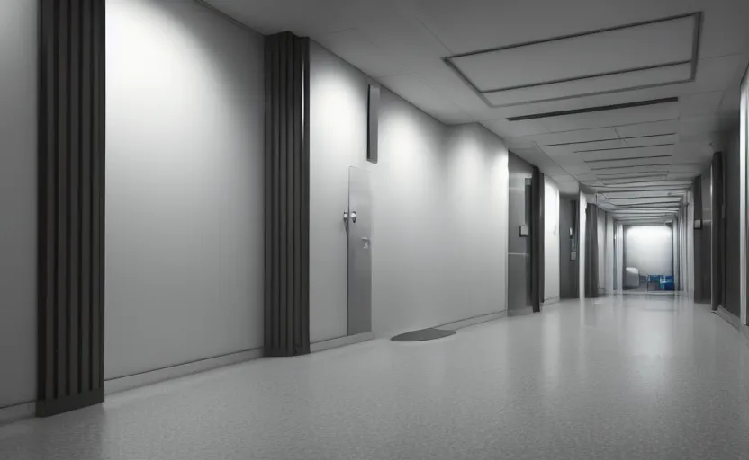 Image similar to an hallway in hospital, octane render, artstation trending, highly detailded