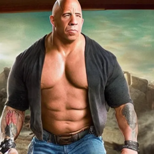 Image similar to vin diesel as the rock as peter griffin