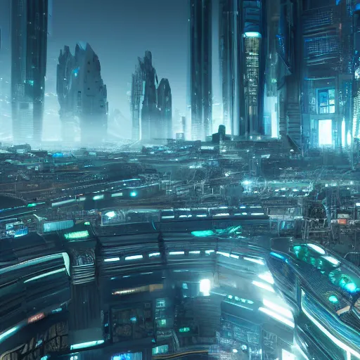 Image similar to photo of a futuristic city in a dystopian future made of electronic components. Very detailed 8k. Unreal engine 5 render with nanite, global illustration and path tracing. Cinematic post processing.