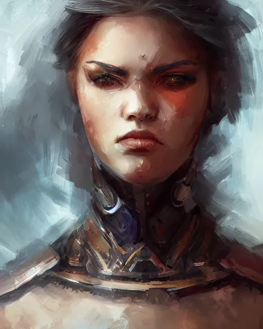 Image similar to A beautiful female warrior by WLOP