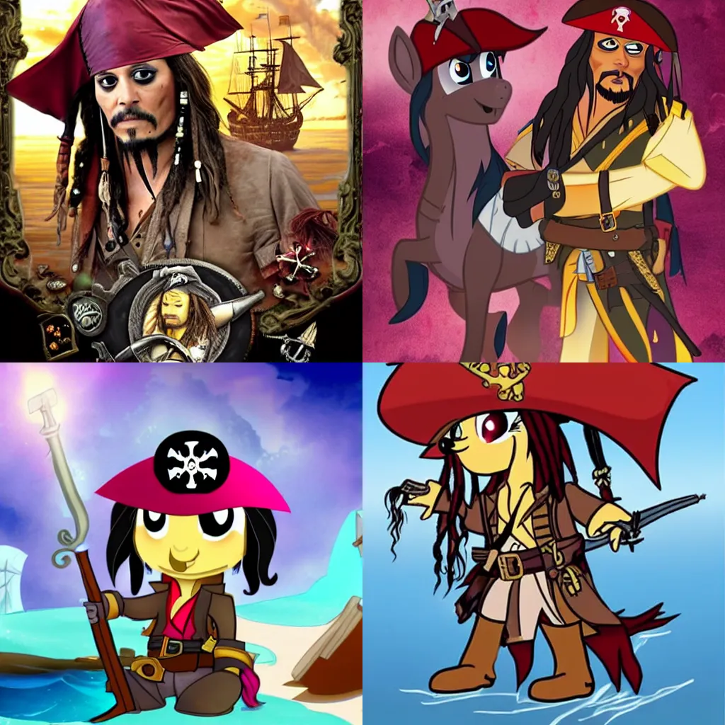 Prompt: Captain Jack Sparrow finds himself in a strange world after misfortune befalls him, his ship, and his crew | My Little Pony Crossover with Pirates of the Carribean