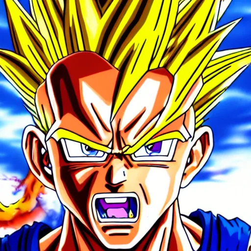 Prompt: ultra realistic portrait painting of bernie sanders as super saiyan goku, art by akira toriyama, 4 k, dragon ball artstyle, cel shaded, highly detailed, epic lighting