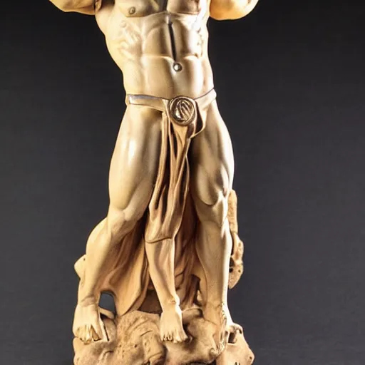Image similar to catholic dieselpunk muscular earthenware statue of jesus christ