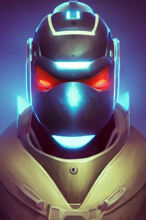 Image similar to epic mask helmet robot ninja portrait stylized as fornite style game design fanart by concept artist gervasio canda, behance hd by jesper ejsing, by rhads, makoto shinkai and lois van baarle, ilya kuvshinov, rossdraws global illumination radiating a glowing aura global illumination ray tracing hdr render in unreal engine 5