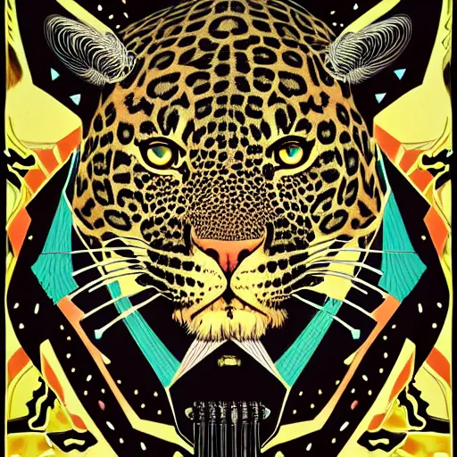 Image similar to Justice Leopard, black background, backlit:: by Martine Johanna and Simon Stålenhag and Chie Yoshii and Casey Weldon and Guillermo del toro :: ornate, dynamic, particulate, intricate, elegant, highly detailed, centered, artstation, smooth, sharp focus, octane render, 3d