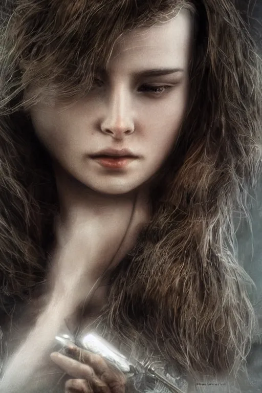 Image similar to !!! natali portman!!! photorealistic, cinematic lighting, highly detailed, very intricate