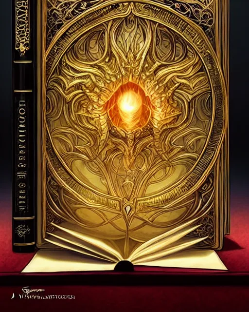 Image similar to A magic book owned by a flying wizard, highly detailed, intricate gold fibers, sharp focus, fantasy art by Artgerm and Greg Rutkowski and WLOP