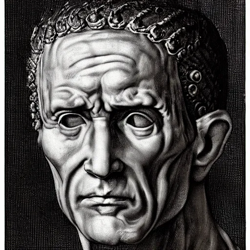 Image similar to A 17th century Baroque Painting of Julius Caesar, portrait of Julius Caesar, grainy, realistic, very realistic, hyperrealistic, highly detailed, very detailed, extremely detailed, very neat, very epic, very cool, detailed, trending on artstation