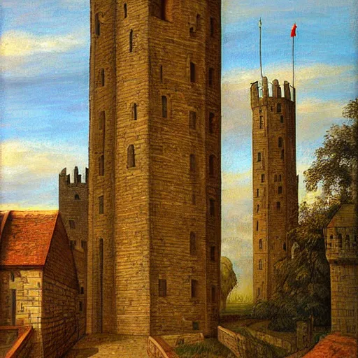 Image similar to five medieval towers, art station