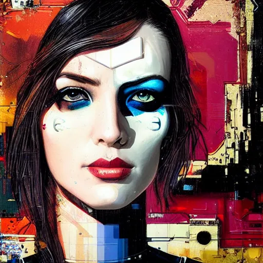 Image similar to beautiful portrait of a female android, by Sandra Chevrier and DC comics