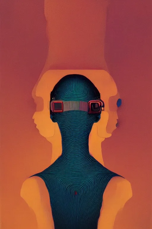 Image similar to woman wearing oculus and digital glitch head edward hopper and james gilleard, zdzislaw beksisnski, higly detailed