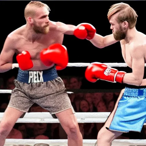 Prompt: Pewdiepie in a boxing match against Felix Kjellberg