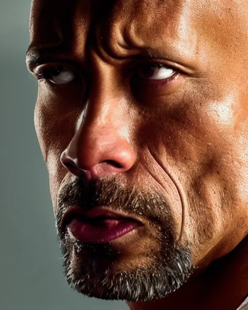 Prompt: Film still close-up shot of Dwayne Johnson as the Jules from the movie Pulp Fiction. Photographic, photography