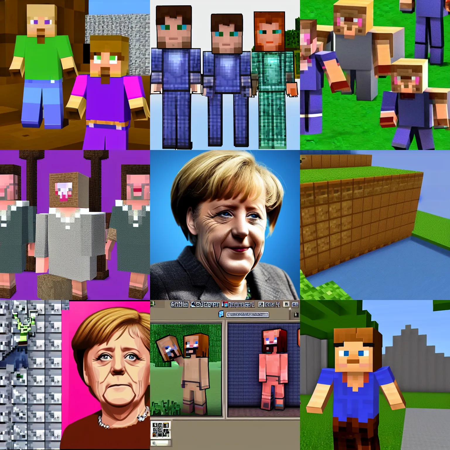 Prompt: Angela Merkel minecraft skin