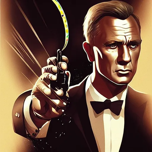 Image similar to James Bond with bubble eyes, digital art by Artgerm and beeple and WLOP