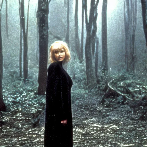 Image similar to laura palmer in the woods. still from blade runner -