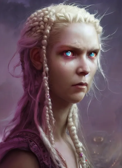 Prompt: fantasy changeling girl with blonde dreadlocks revealing her true nature, evil eyes, dim light, front game card, marvel comics, dark, intricate, highly detailed, smooth, artstation, digital illustration by ruan jia and mandy jurgens and artgerm and wayne barlowe and greg rutkowski and zdislav beksinski