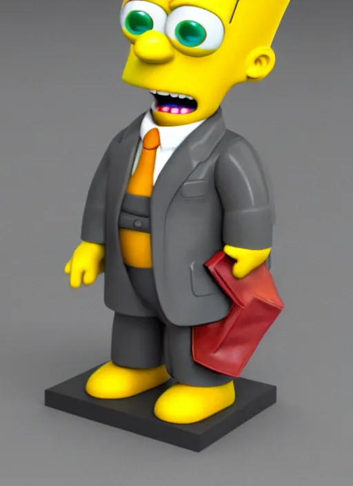 Image similar to bart simpson in business suit, is antique statue, octane render, highly detailed, hyper - realistic.