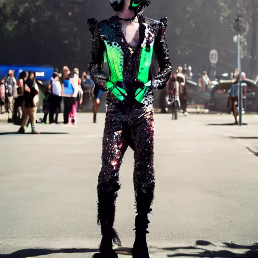 Image similar to davis taylor brown dressed in alien fantasy fashion