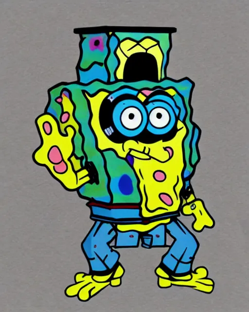 Image similar to Spongebob in a mech suit
