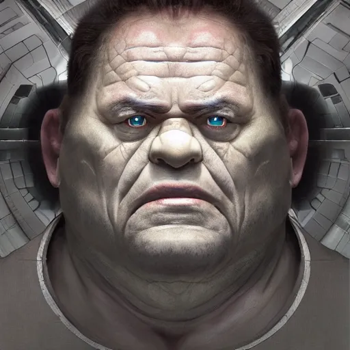 Image similar to hyperrealistic mixed media high resolution image of Kuato from Total Recall whose face resembles that of Danny DeVito, stunning 3d render inspired art by István Sándorfi and Greg Rutkowski and Unreal Engine, perfect symmetry, dim volumetric lighting, 8k octane beautifully detailed render, post-processing, extremely hyper-detailed, intricate, epic composition, highly detailed attributes, highly detailed atmosphere, full body shot, cinematic lighting, masterpiece, trending on artstation, very very detailed, masterpiece, stunning, flawless structure, lifelike texture, perfection,