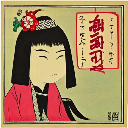 Image similar to an album cover for a female japanese folk artist, 1 9 7 6