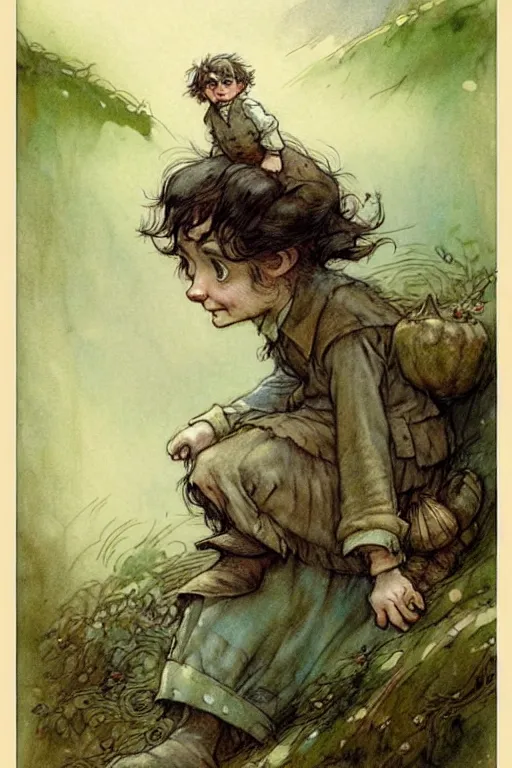 Prompt: (((((1950s hobbit . muted colors.))))) by Jean-Baptiste Monge !!!!!!!!!!!!!!!!!!!!!!!!!!!