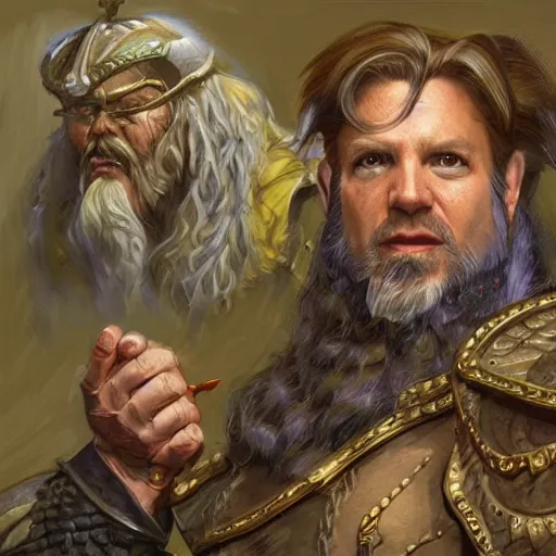 Image similar to Swedish Politician Jimmie Åkesson as a fantasy D&D character, portrait art by Donato Giancola and James Gurney, digital art, trending on artstation