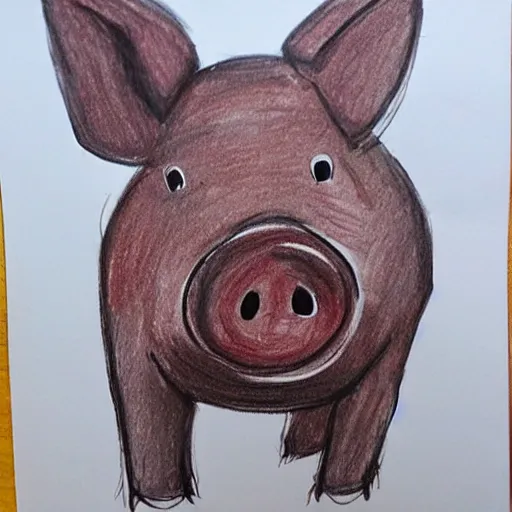 Prompt: my kid drew a picture of a pig and it was terrible