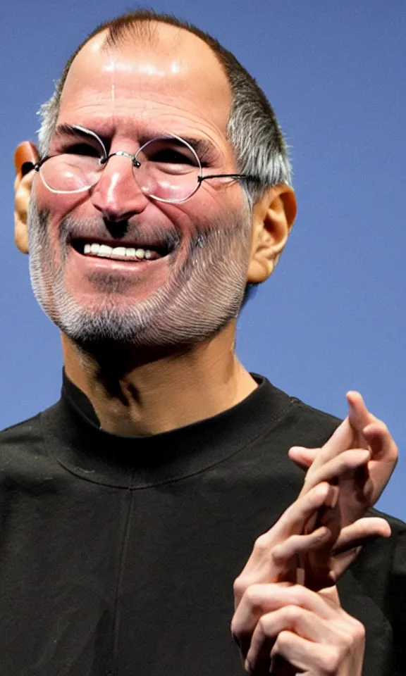 Prompt: steve jobs revealing their new hand saw at a keynote, press photo