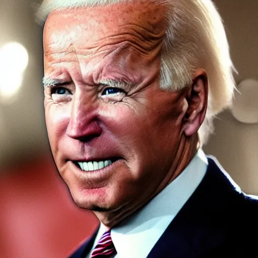 Prompt: joe biden with a blonde mullet.