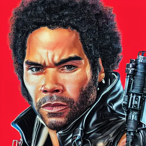 Image similar to detailed accurate portrait of lenny kravitz as han solo, star wars movie still, high resolution image, dc comics art style, artstation trends, 8 k