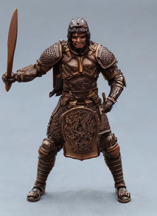 Image similar to 80mm resin detailed miniature of a Muscular Warrior, clothed in armor, brown skin, battle axe, Product Introduction Photos, 4K, Full body