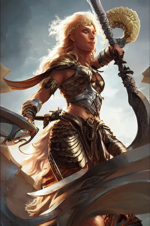 Image similar to amazon valkyrie athena, d & d, fantasy, portrait, highly detailed, headshot, digital painting, trending on artstation, concept art, sharp focus, illustration, art by artgerm and greg rutkowski and magali villeneuve