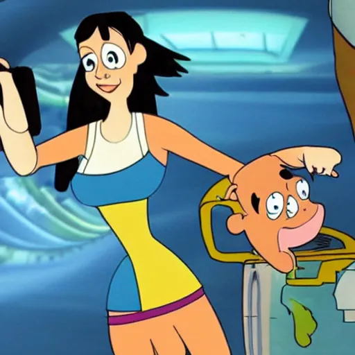 Prompt: Chell, still from a Hanna-Barbera children's cartoon Portal (2007)