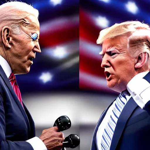 Prompt: president biden and president trump having a boxing match, sports photo