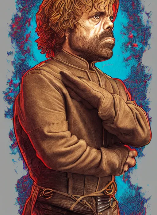 Prompt: portrait of tyrion lannister, an ultrafine detailed illustration by james jean, intricate linework, bright colors, final fantasy, behance contest winner, vanitas, angular, altermodern, unreal engine 5 highly rendered, global illumination, radiant light, detailed and intricate environment